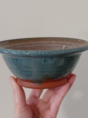 Vintage Blue Studio Pottery Bowl, Signed Bob Nelson